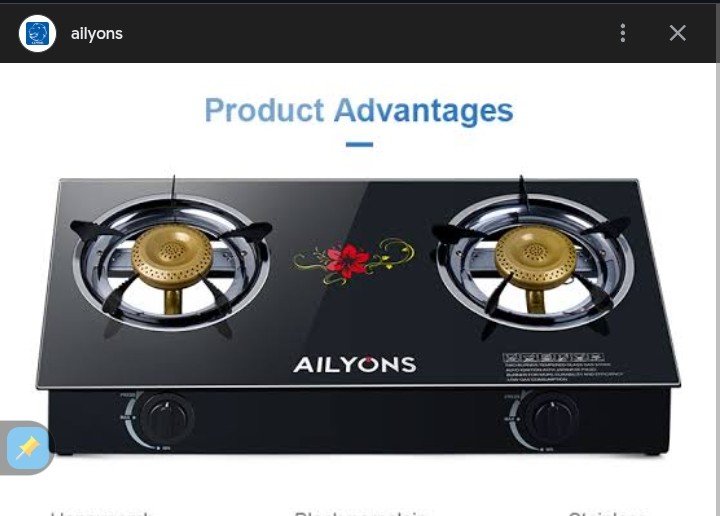 Ailyons 2-burner table top gas cooker glass