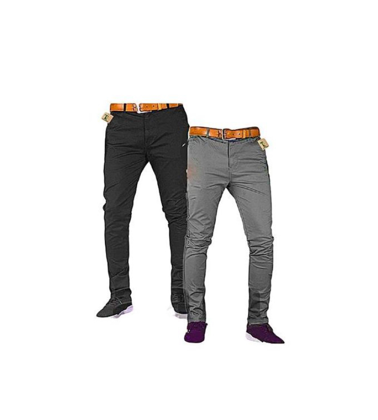 BLACK MEN'S SOFT SLIM FIT KHAKI TROUSER