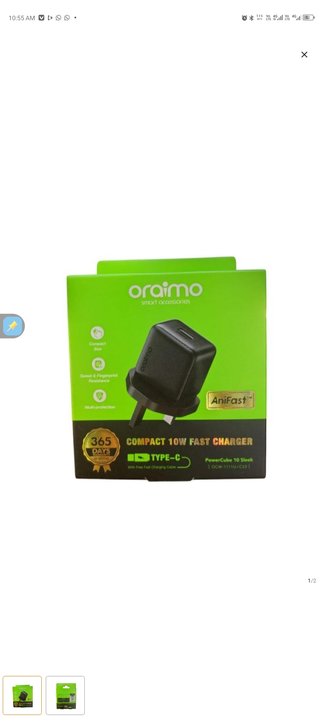 Original Oraimo compact fast charger + c cable