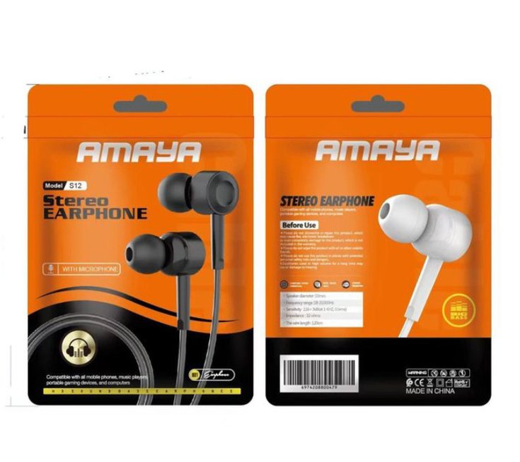 Amaya pure deep bass with mic stereo s12-black