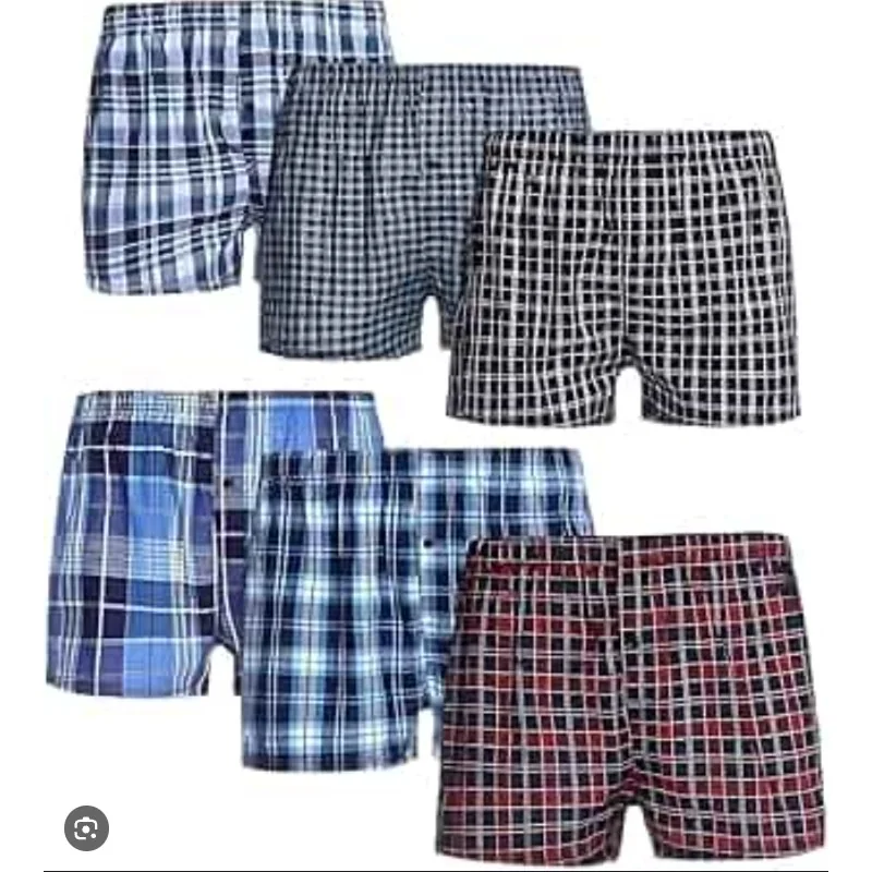 Men's cotton plaid boxer shorts