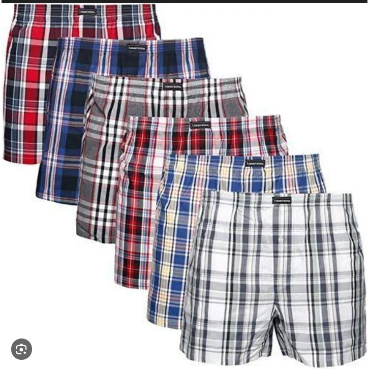 Men's cotton plaid boxer shorts